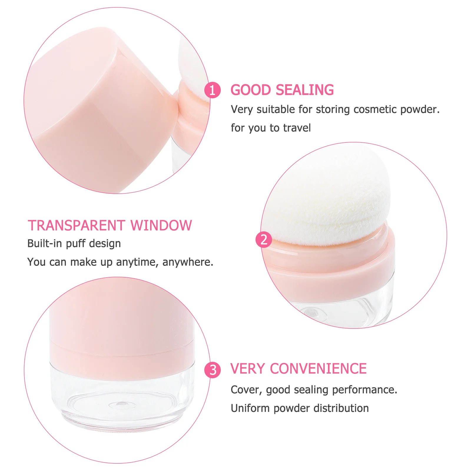 

1pcs Empty Loose Box Portable Makeup Container With Powder Puff Airtight Travel Case For Blusher Prickly Heat Powder