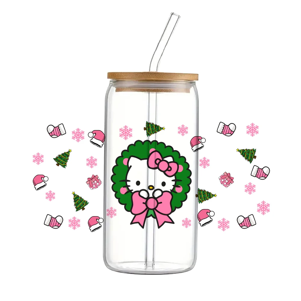 11*24cm Hello Kittey Sanrio UV DTF Wraps Sticker DIY For 16oz Glass Cup Waterproof Decals Laptop Phone Sticker