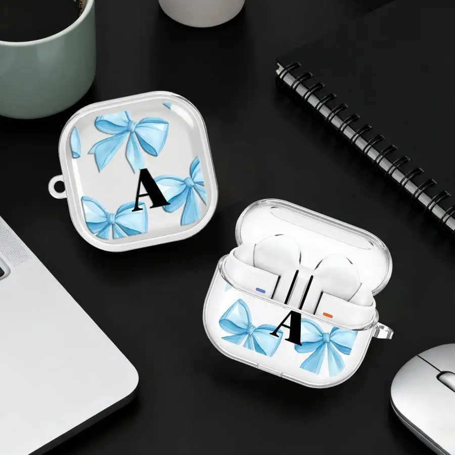 Bow Tie Letter Clear Earphone Cases Cover With Hook Case For Samsung Galaxy Buds 3 FE 3Pro 2Pro 4Pro Live 2 4 Pro