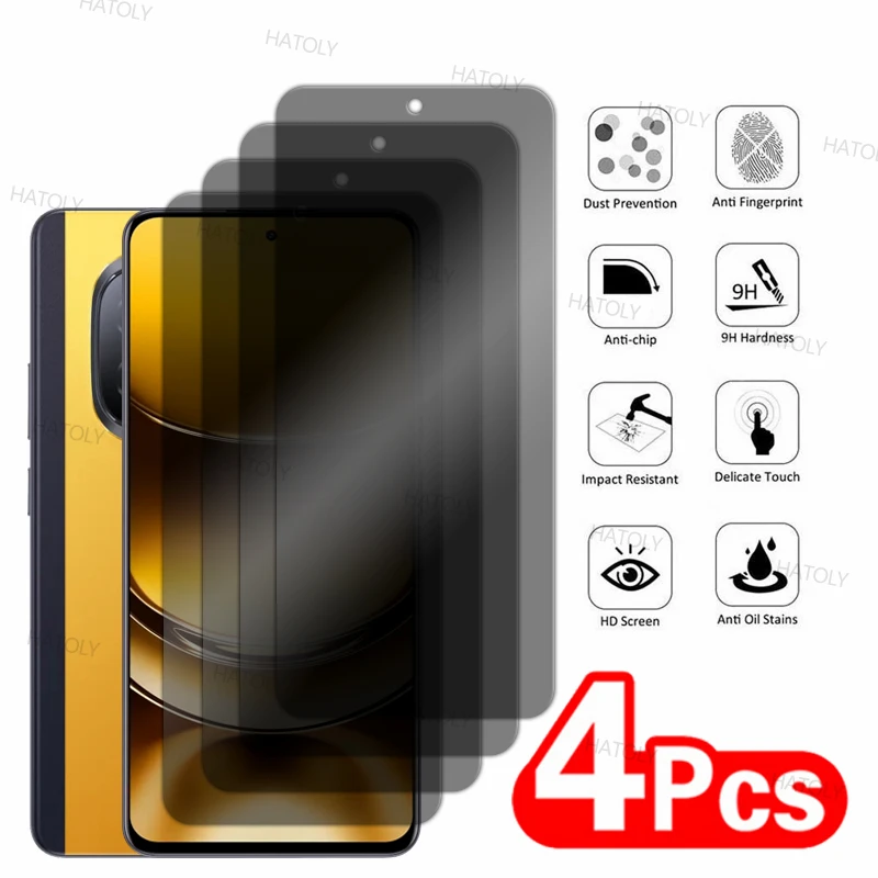 2/4PCS Anti-Spy Screen Protector For Realme Narzo 70 Turbo Privacy Tempered Glass Realme Narzo 70 Turbo Full Glue Privacy Glass