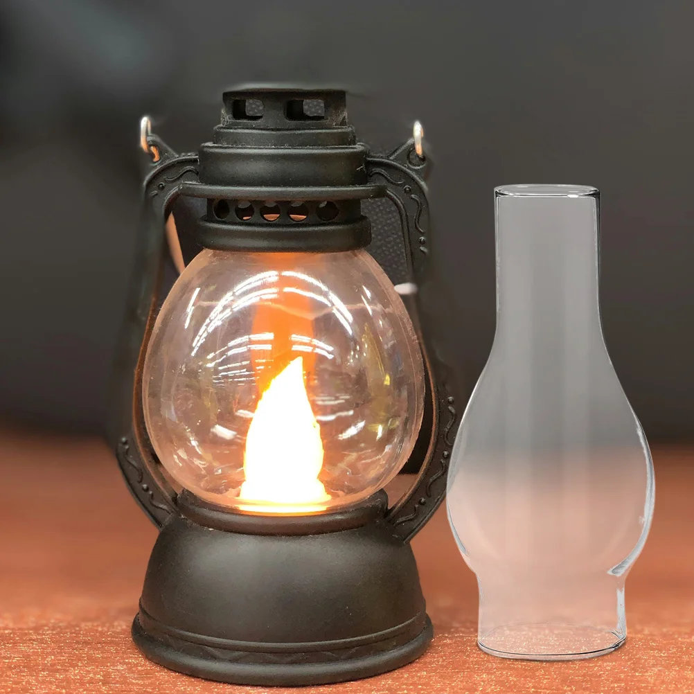 

Glass Oil Lamp Shade Replacement Clear Lamp Chimney for Traditional Electric Lamps Windproof Flame Mantle Retro Decor