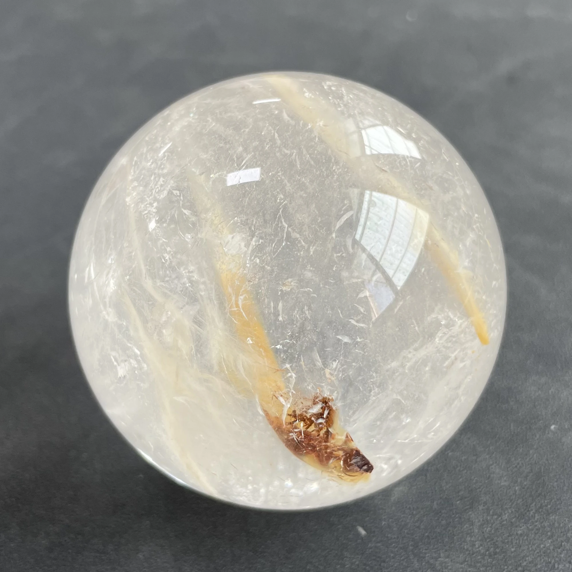 419g Natural Quarte Rutilated Rabbit Hair Crystal Ball Polished Quartz Sphere Reiki Healing Gift Room Decor Fengshui Y1034