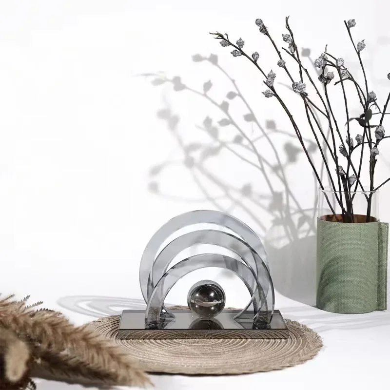 Modern creative home smoke gray crystal rainbow crystal ornament, model room sales department wine cabinet bookcase crystal