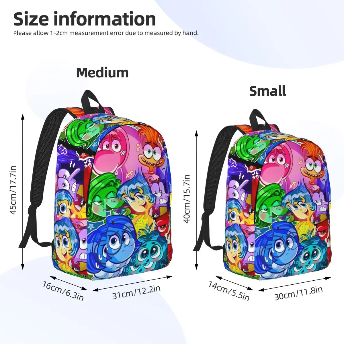 Inside Out 2-mochila de dibujos animados para hombre y mujer, morral de día con bolsillo para estudiantes universitarios, escuela secundaria, película de emoción