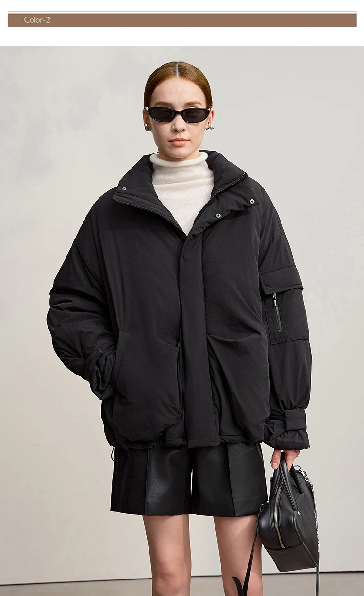 Amii Women's Jacket 2025 Winter New Loose Zipper Casual Thick Women's Outerwear Warm Turtleneck Cotton-padded Jacket 12544133
