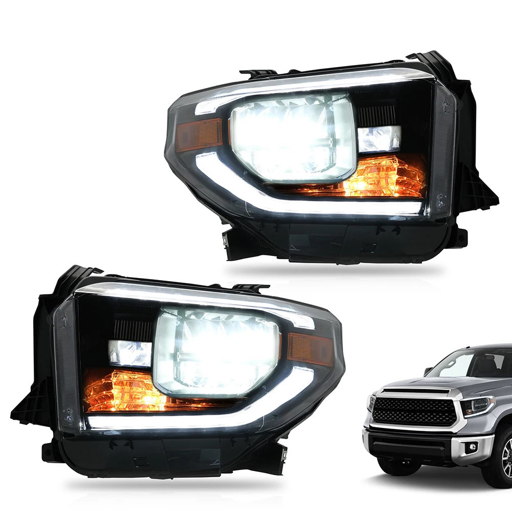 

Headlamp Assembly For Toyota Tundra 2014 - UP Head Light Black Full LED Reflector Moving Turn Signal Car Accessories