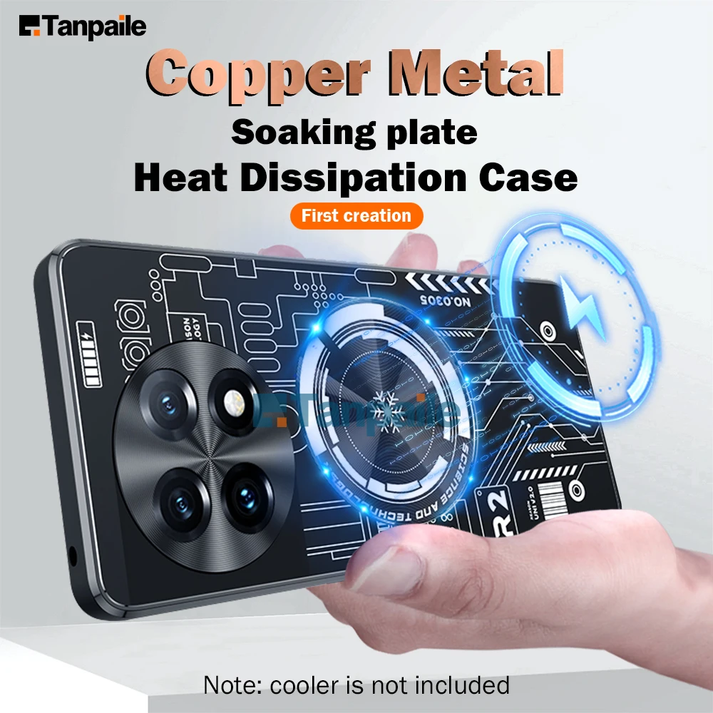 

Tanpaile Magnetic Cooling Phone Case For Oneplus ACE 2 Pro 10T 9 9R 9RT 11 Shockproof Copper Heat Dissipation Metal Back Cover