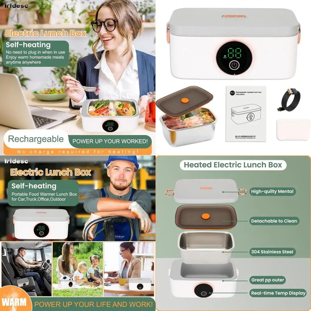 

Портативный электрический ланч-бокс объемом 1 л с автоматическим подогревом для офиса, автомобиля и приключений на открытом воздухе