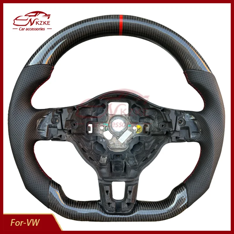 Carbon Fiber Steering Wheel Nappa Perforated Leather For Volkswagen Golf 6 GTI GTD R 2009-2013 Polo GTI Tiguan Passat R-Line