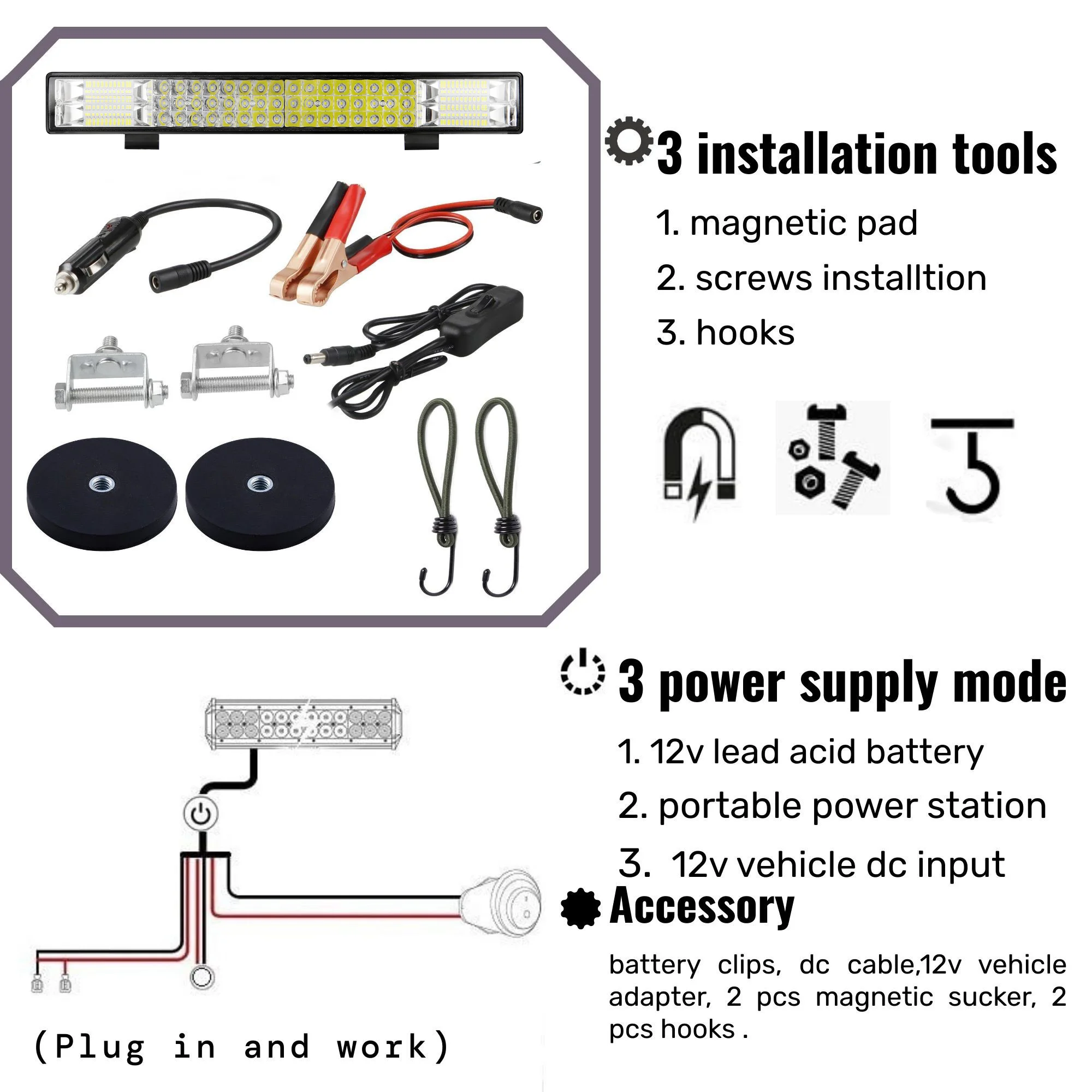 12V 24V 20 Inch 288 Watt Led Lichtbalk Spot Flood Combo Led Bar Campinglicht Bootverlichting Met Meerdere Voedingsmodus