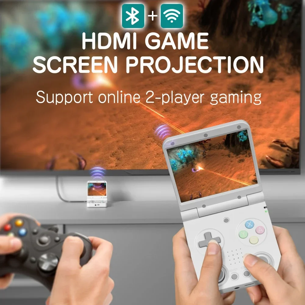 EAEY Retro Handheld Game Console With Metal Hinge 3.5''IPS Screen Compact Portable Game Machine Dual analog sticks Gift