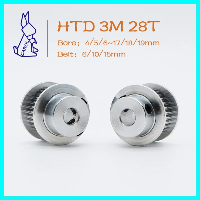 HTD 3M 28Teeth Timing Pulley Bore 4/5/6~17/18/19mm For Width 6/10/15mm Belt Pulley 3M Gears HTD3M Pulley 28T Synchronous Wheels
