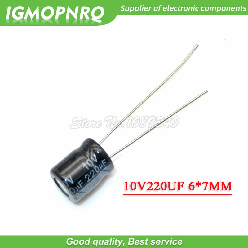 50PCS 10V220UF 6*7mm 220UF 10V 6*7 Aluminum electrolytic capacitor