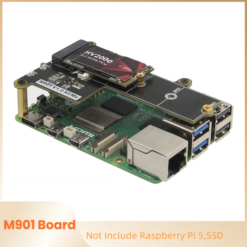 라즈베리 파이 5 용 M901 PCIe to M.2 NVMe SSD 보드 쉴드 HAT 2280 2260 2242 2230