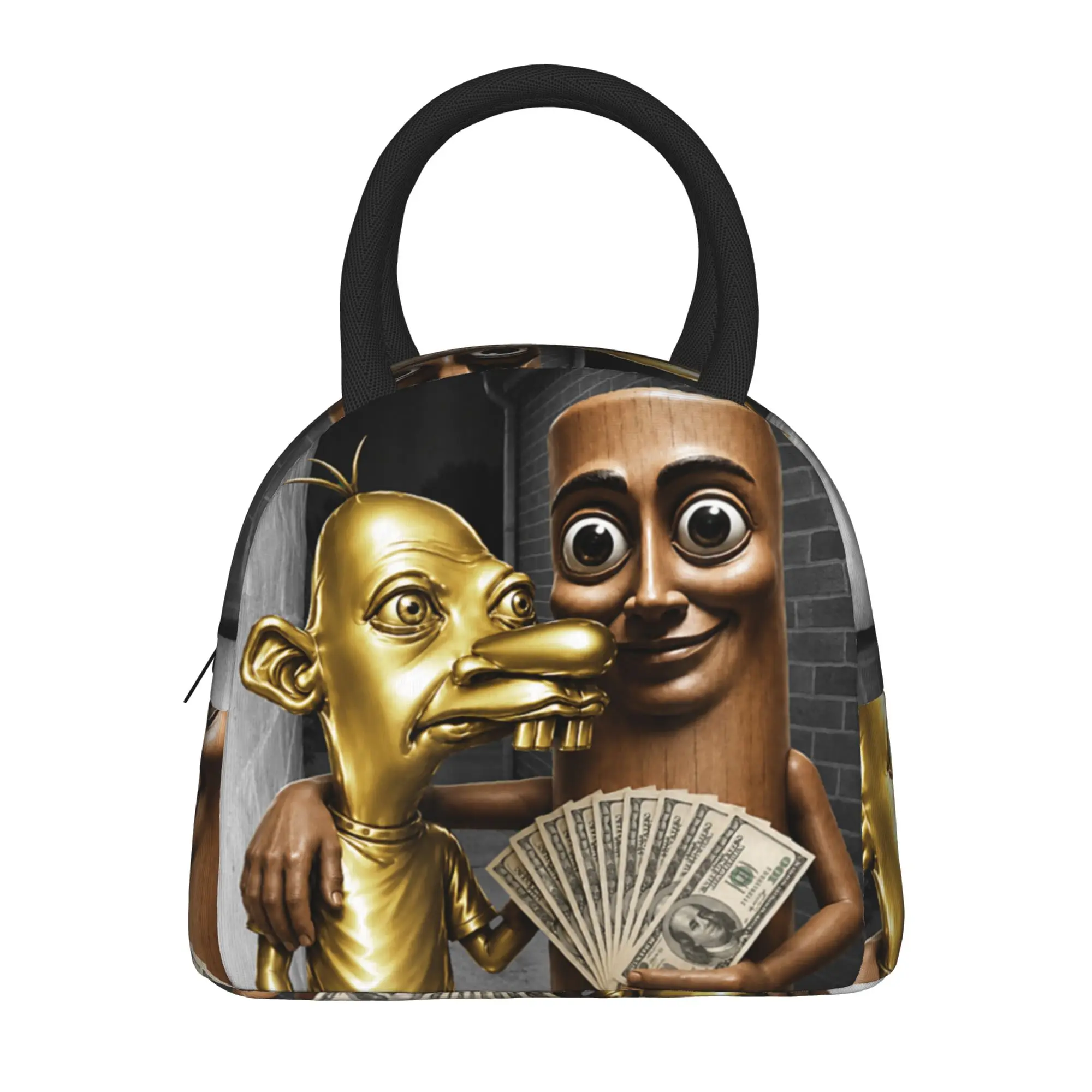 There is Motion at Your Front Tung Tung Tung Sahur Money Lunch Bag  Casual Lunch Box For Men Travel Cooler Bag Oxford Lunch Bags