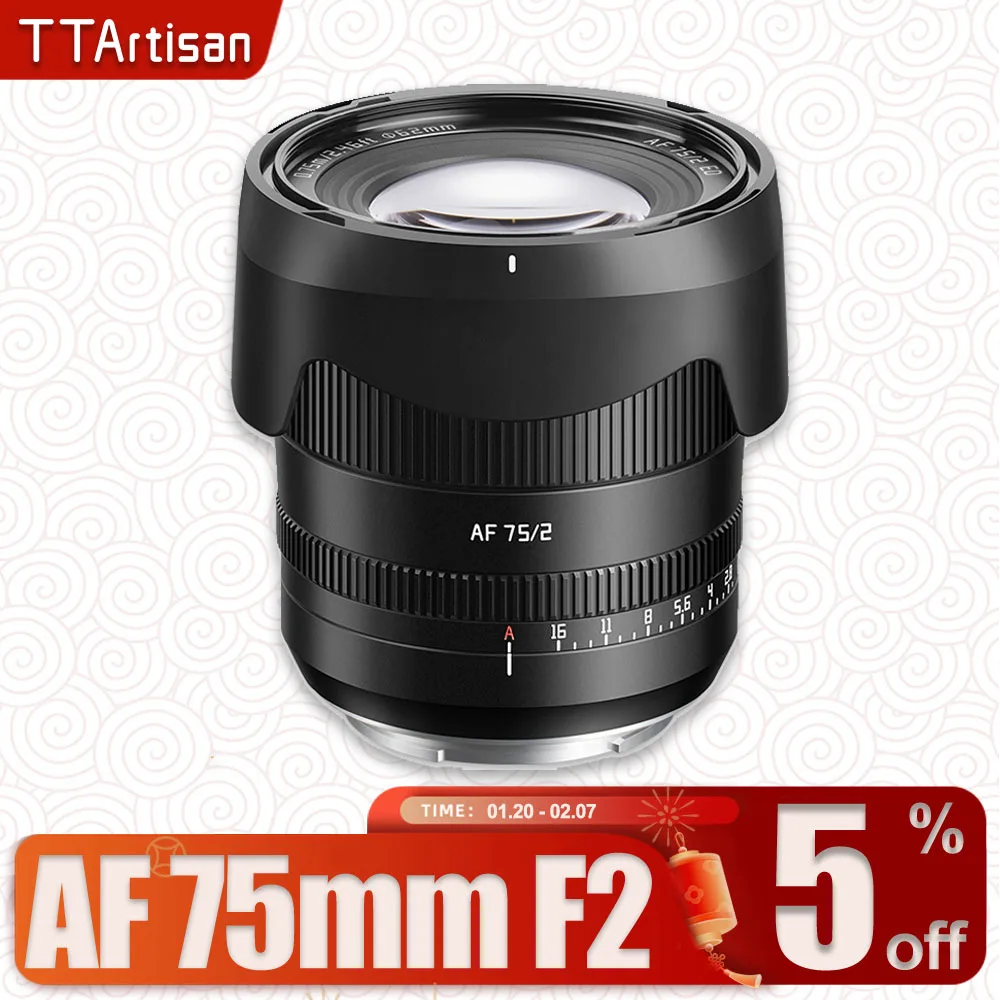 

TTArtisan AF 75mm F2 Full Frame Autofocus Lens for Portrait Photography with Sony E A6400 A7RIII ZVE-10 FX30 Nikon Z Z5 Z6 ZFC