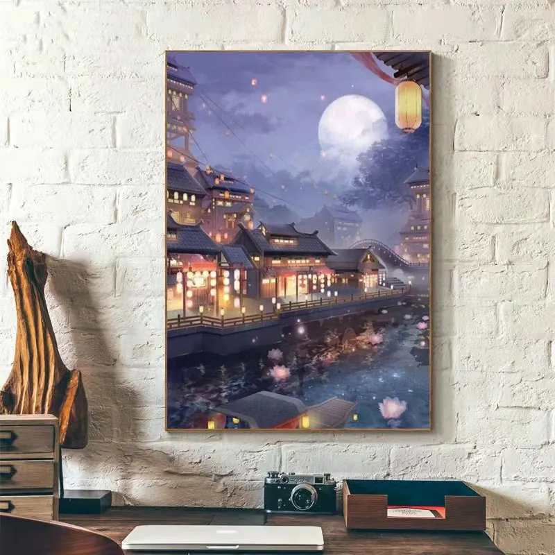 

Handmade Cross Stitch Miniature Landscape Bedroom Decor 'Smoke Rain Jiangnan' New 2026 Model Thread Embroidery on Cotton Fabric