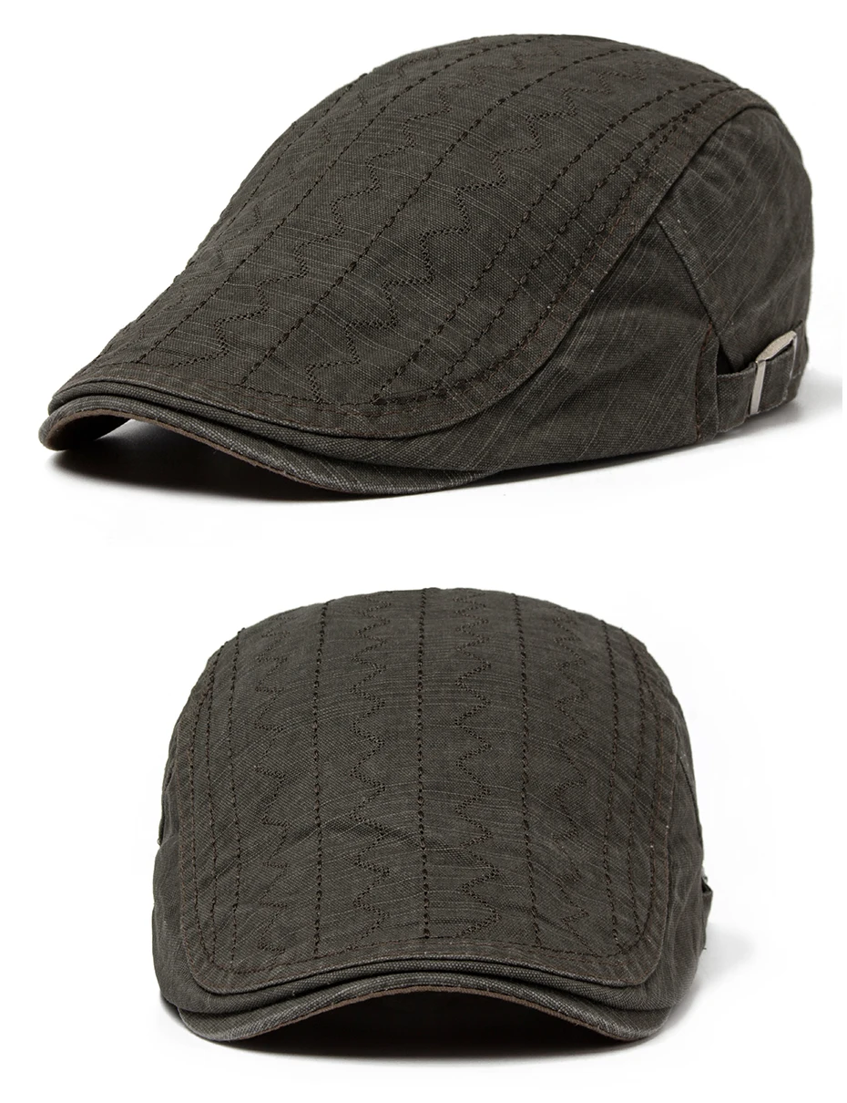Vintage Newsboy-Mütze für Herren, lässige Schirmmütze, Sommermode, Baumwoll-Flatcap für Herren, Original Marken-Baskenmütze, verstellbar – Detail 7