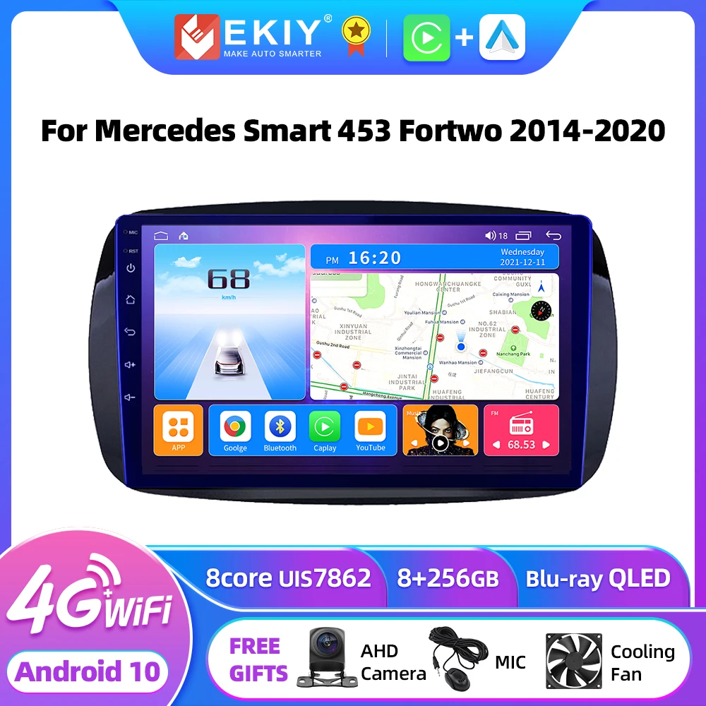 

EKIY T7 QLED DSP Android Auto Radio For Mercedes Smart 453 Fortwo 2014 2015 - 2020 Stereo Car Multimedia Player Carplay GPS 2din