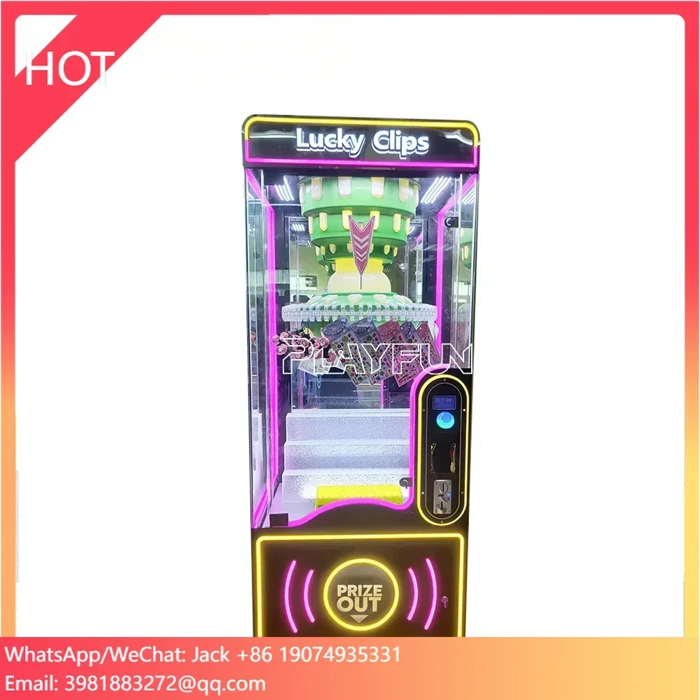 

Playfun Coin Operated Indoor Amusement Arcade Wheel Lucky Clip Prize Vending Machine Lucky Clips With 60 Clips