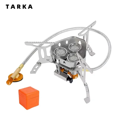 Imagen 1 del producto TARKA-estufa de Gas de 3 cabezales, quemadores de acampada turística, horno plegable para mochilero, 5800W, senderismo al aire libre, Picnic, barbacoa, equipo de cocina