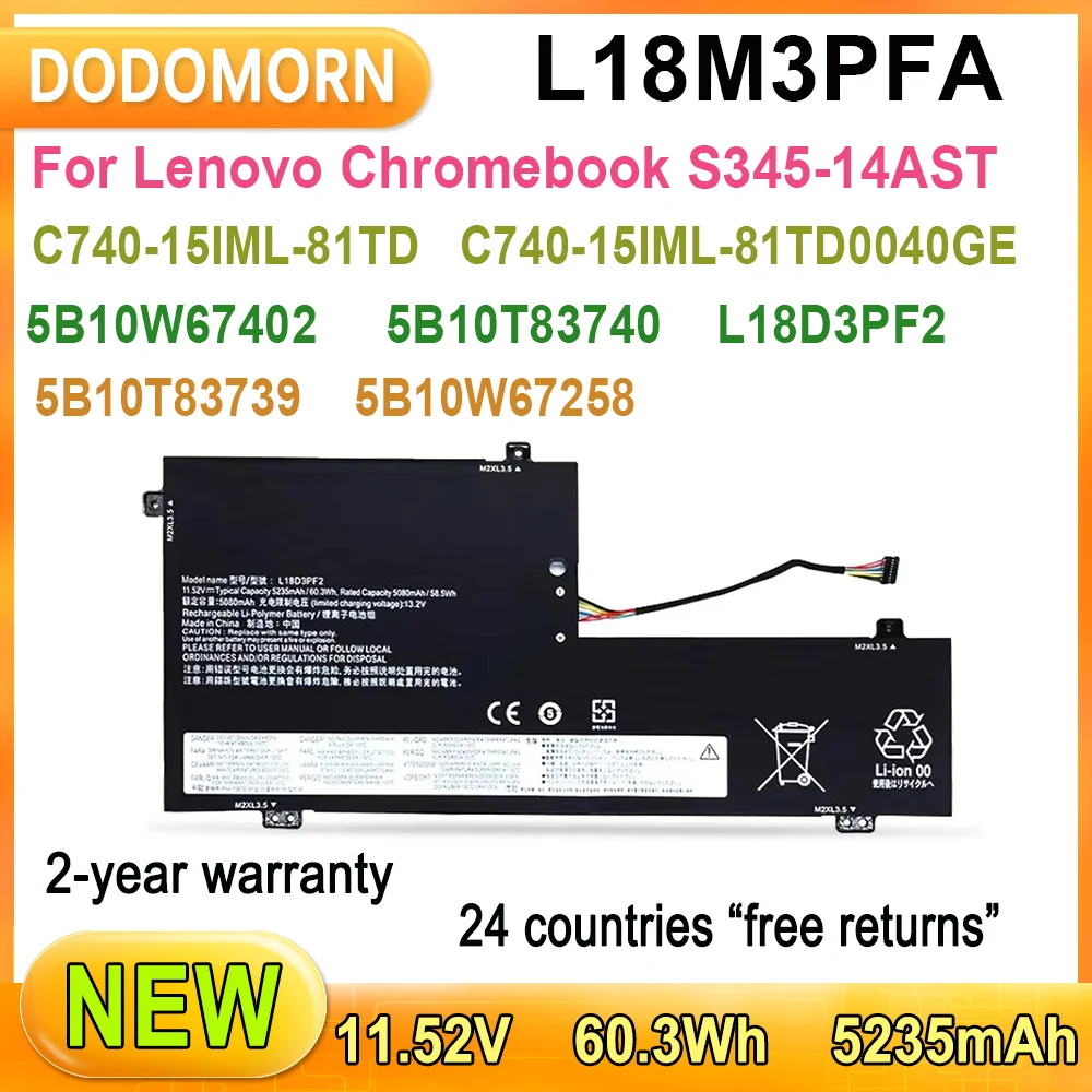 

Новый аккумулятор для ноутбука L18M3PFA для Lenovo Yoga C740-15IML 5B10W67402 5B10T83740 L18D3PF2 5B10T83739 5B10W67258