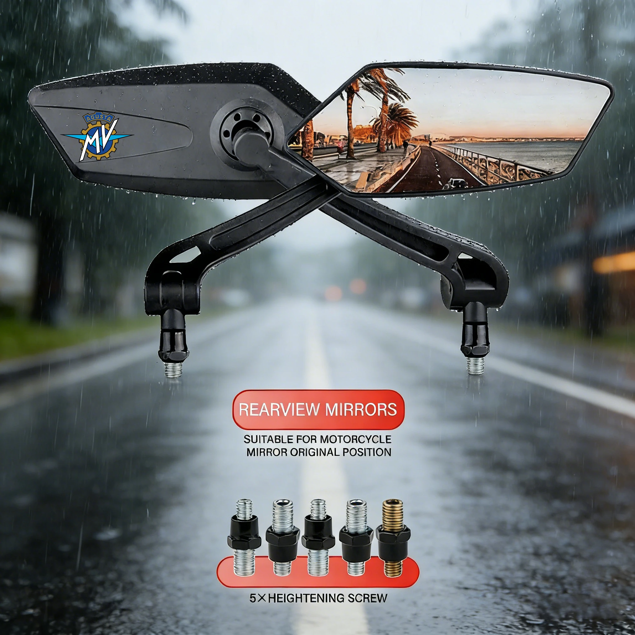 Moto Rear View Mirror Reflector Adjustable Rotatable Handlebar Mirror For MV AGUSTA RUSH 1000 BRUTALE 675 DRAGSTER 800RR F3 F4