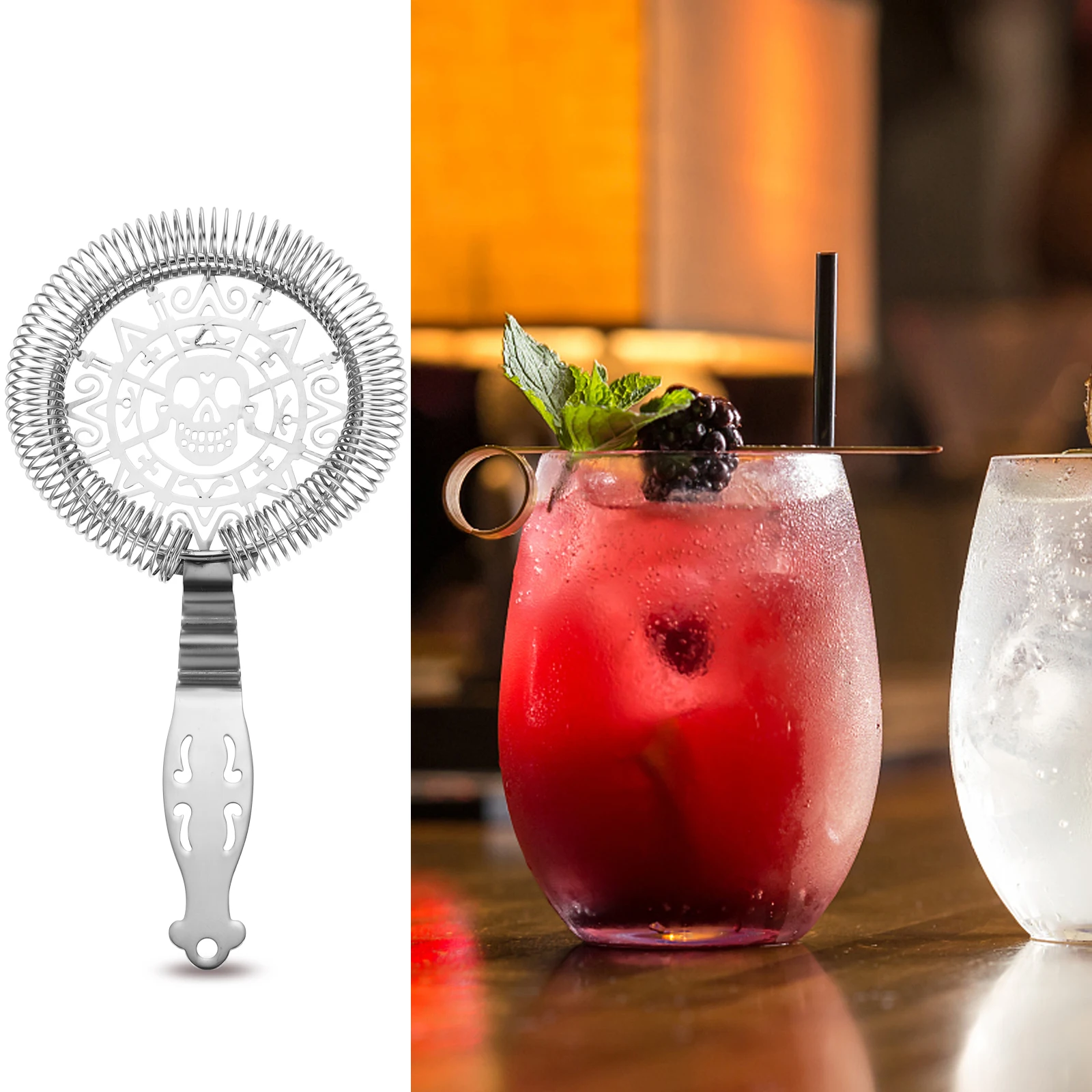 

1pc Stainless Steel Strainer Fine Filter Bar Ice Strainer for Liquids Bartender Barware Cocktail Tool Portable Durability
