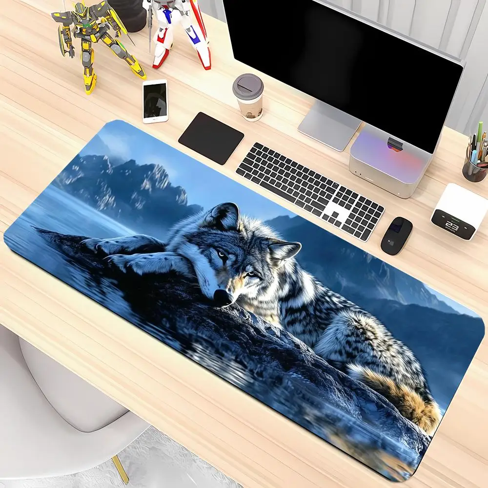 Lakeside Grey Wolf Mouse Pads Table Mat Wear Resistant Rubber Non Slip For Long Hours Laptop Desktop Study Work