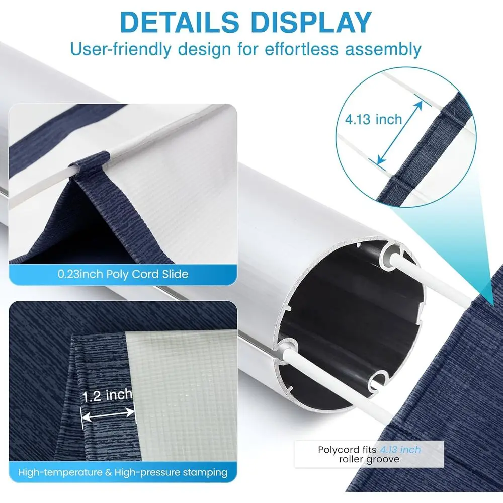 قماش بديل لمظلة RV شديدة التحمل بطول 10 أقدام - فينيل مختوم بالحرارة 18.5 أونصة باللون الأزرق المتدرج، مقاوم للأشعة فوق البنفسجية ومقاوم للعوامل الجوية، Universal Fi #6