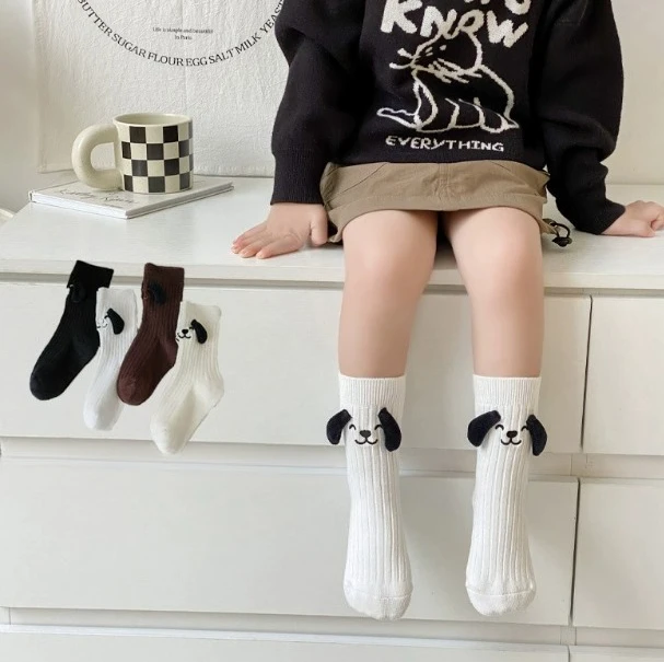 

Cartoon Dog Baby Socks Soft Cotton Toddler Long Sock 3D Puppy Ears Kids Socks Cute Embroidered Boy Girl Hosiery