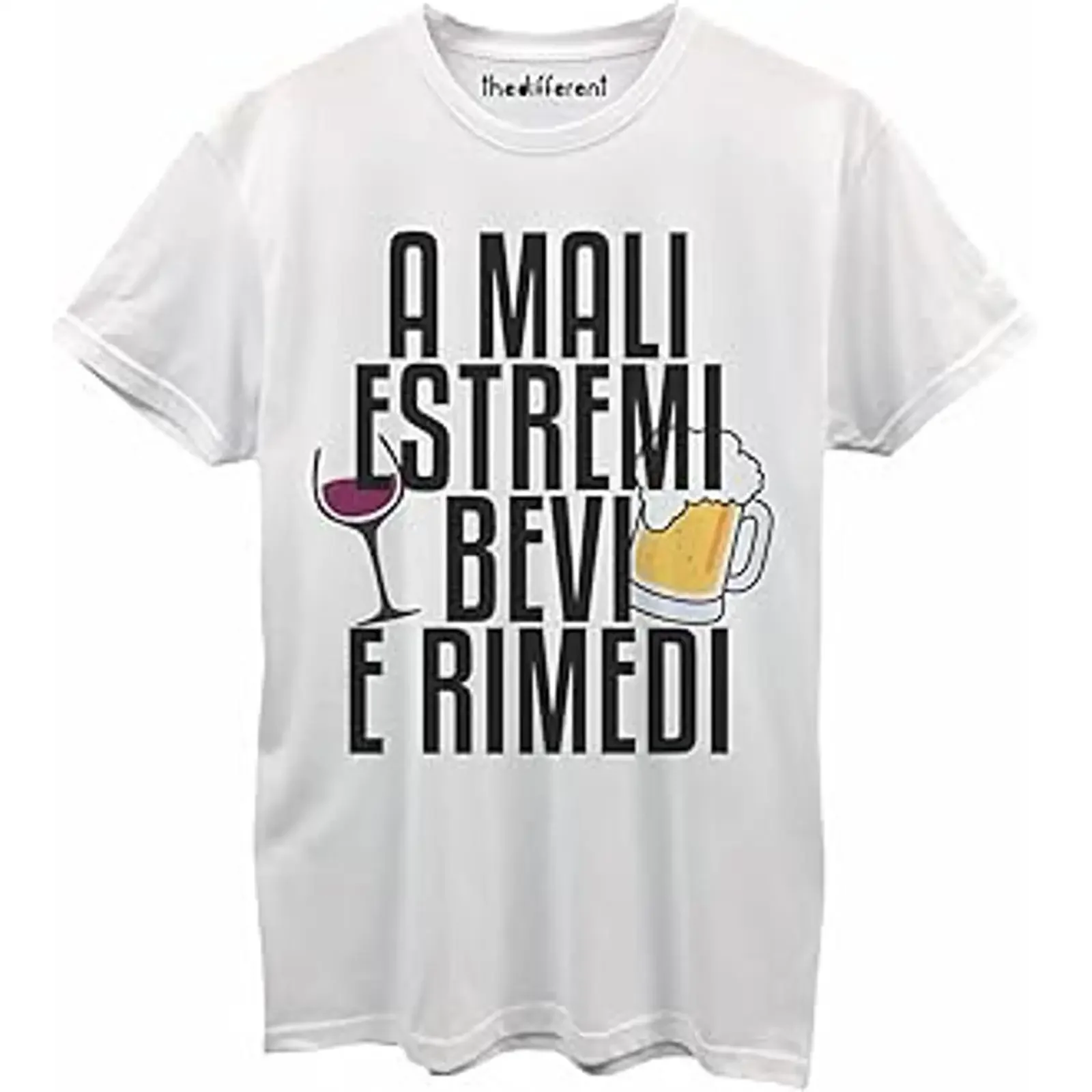 Thedifferent Men's T Shirt with Extreme Sore Drink and Remedies Beer Wine Idea vintage Washed homme graphic Breathable Soft