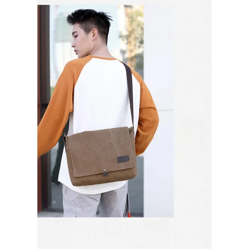 Men's Crossbody Bags Canvas Shoulder Bag Messenger New Fashion Casual Solid Multi Function Portable Male
