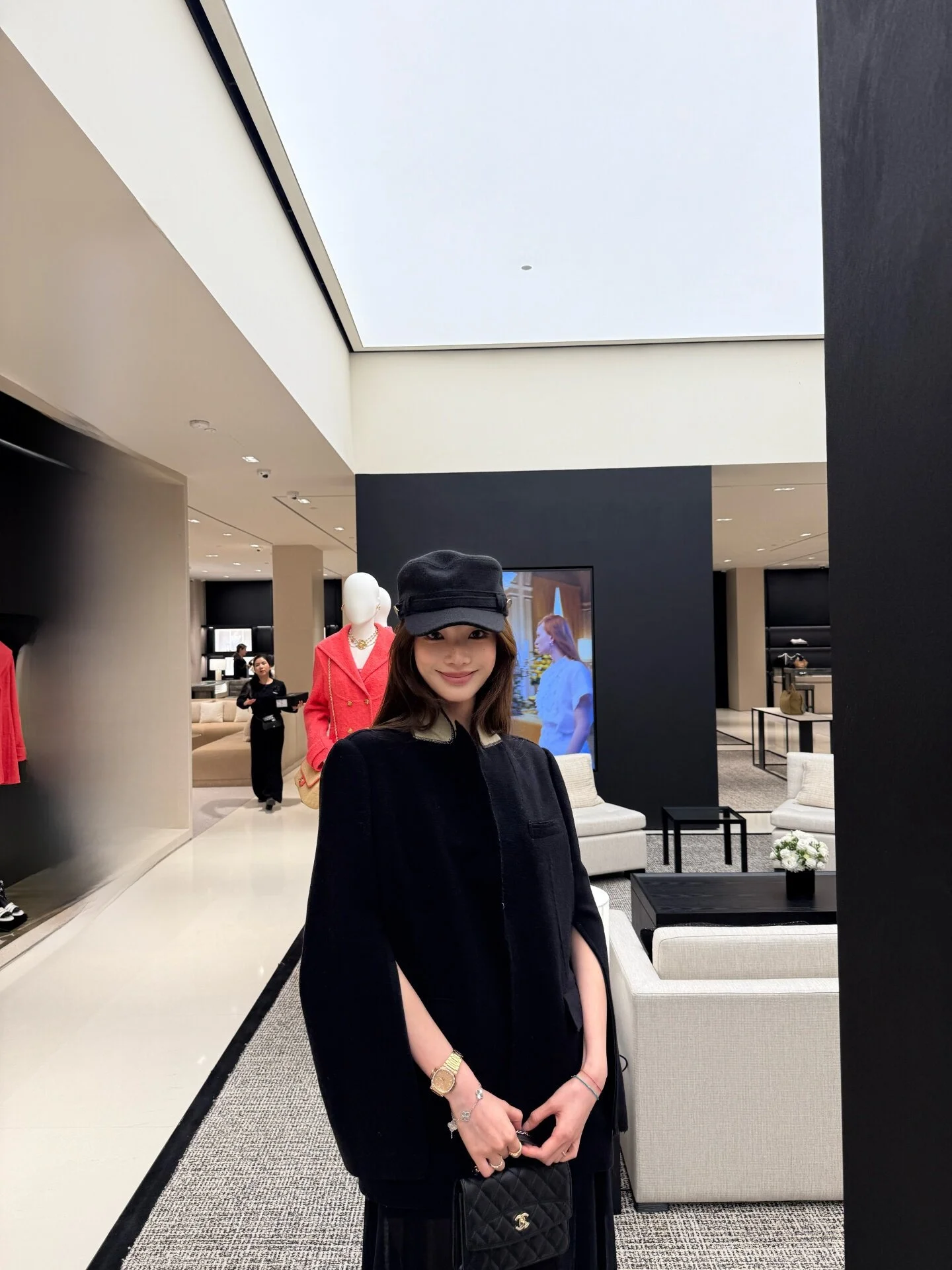 

Yangzifan Limited Edition 100% Wool Coat D1or Court Style Sleeve Two-Way Wearable Cloak Top Loose Fit Daily Wear Youth Female