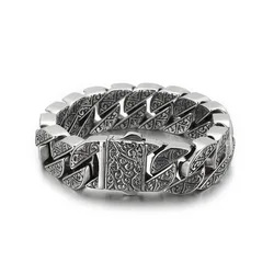 HX New Titanium Steel Domineering Trendy Men's Personality Carved Pattern Totem Retro Bracelet Temperament All-match Accessories