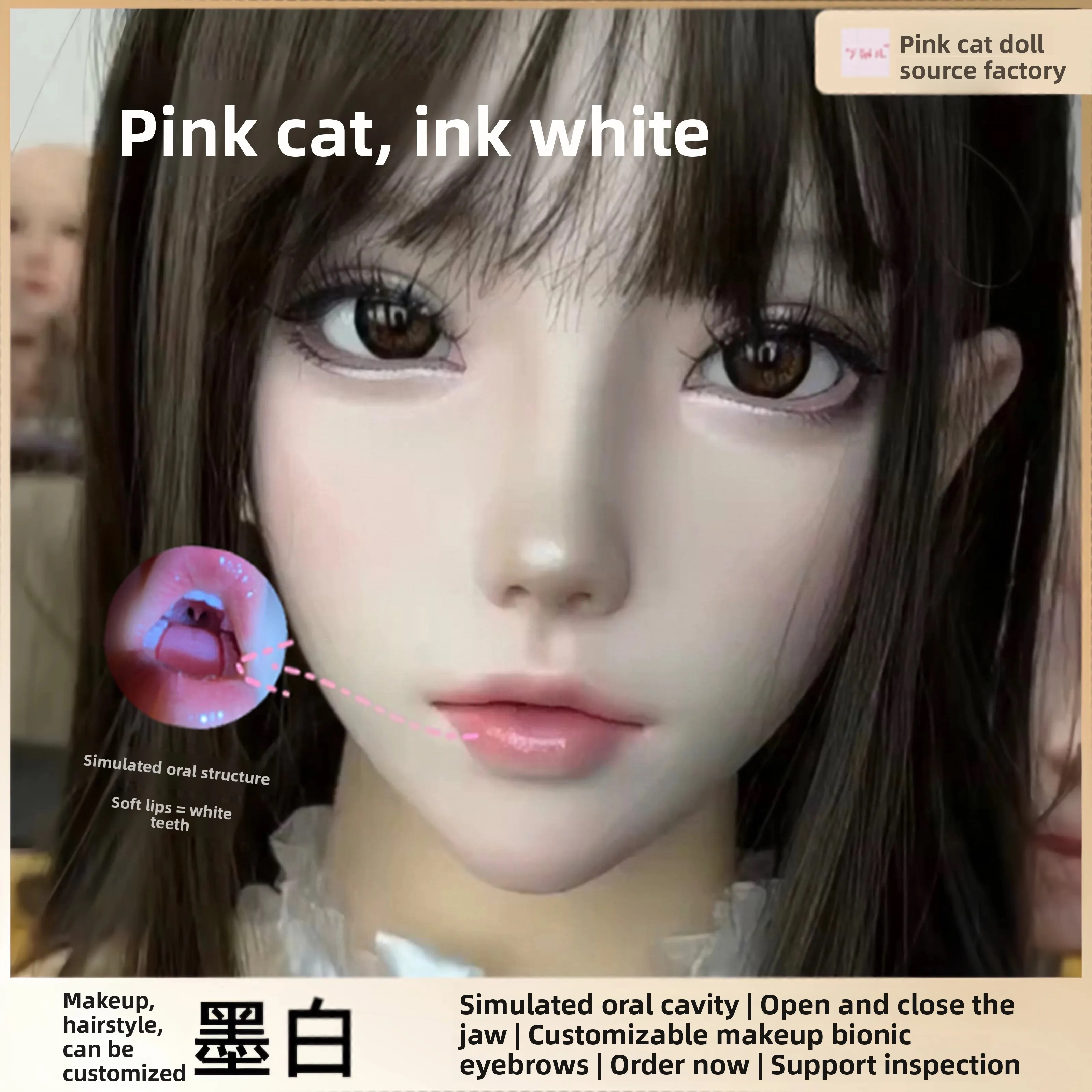 

[Pink cat] Customized 1:1 bionic head carving, sculpture, display jewelry head, can change makeup, hairstyle and hair color