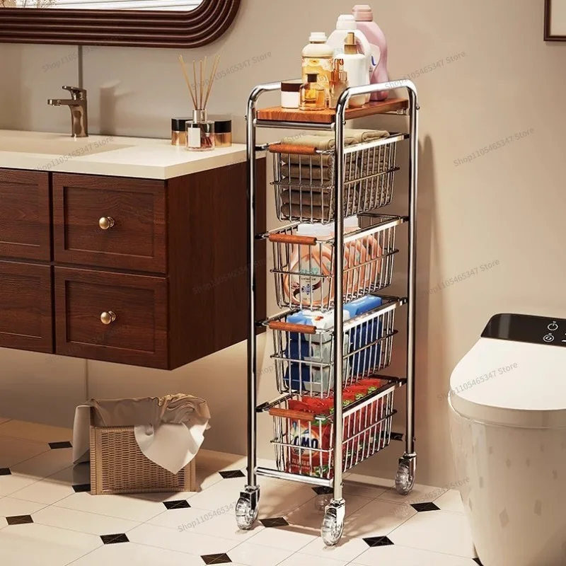 For Medieval Crevice Trolley Floor Rack Living Room Snack Storage Rack Extremely Narrow Gap Movable Locker