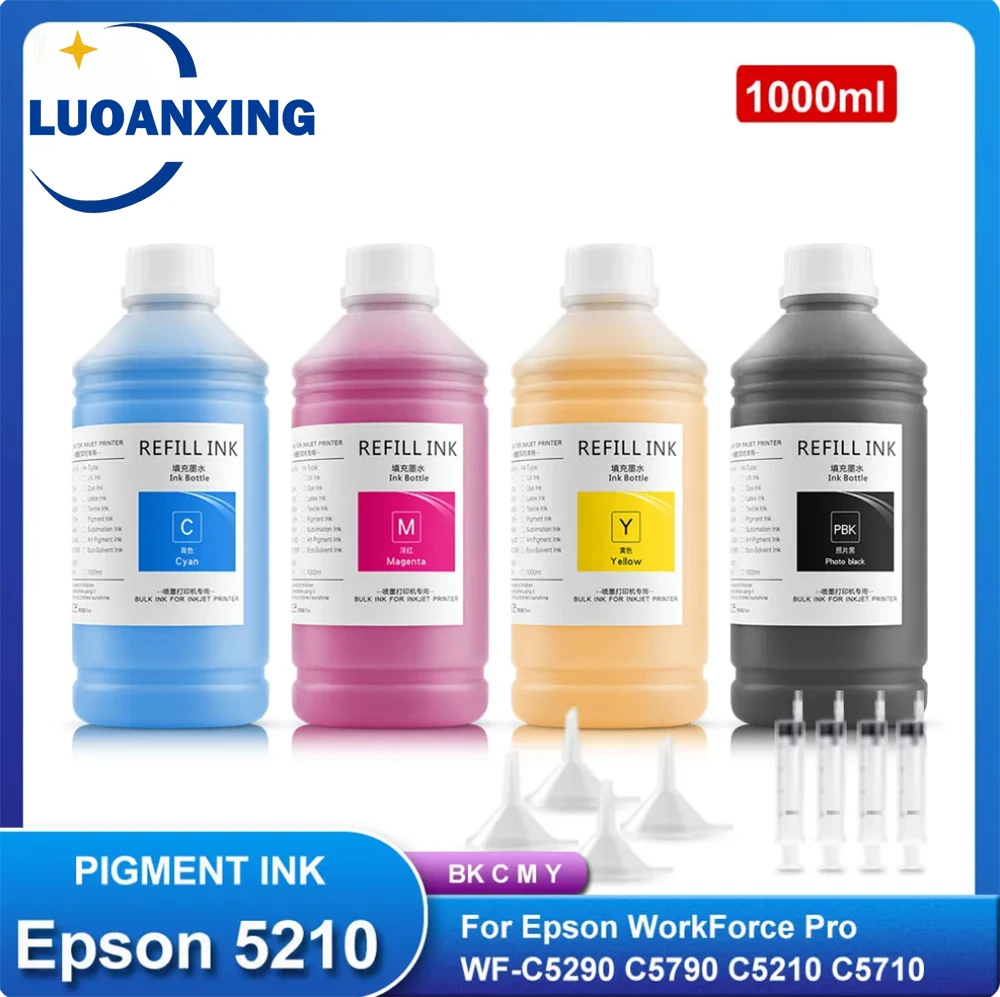 

1000ml 5210 Pigment Ink For Epson WorkForce Pro WF-C5290 C5790 C5210 C5710 Waterproof Ink T9441 T9451 T9461 T9481 pigment ink