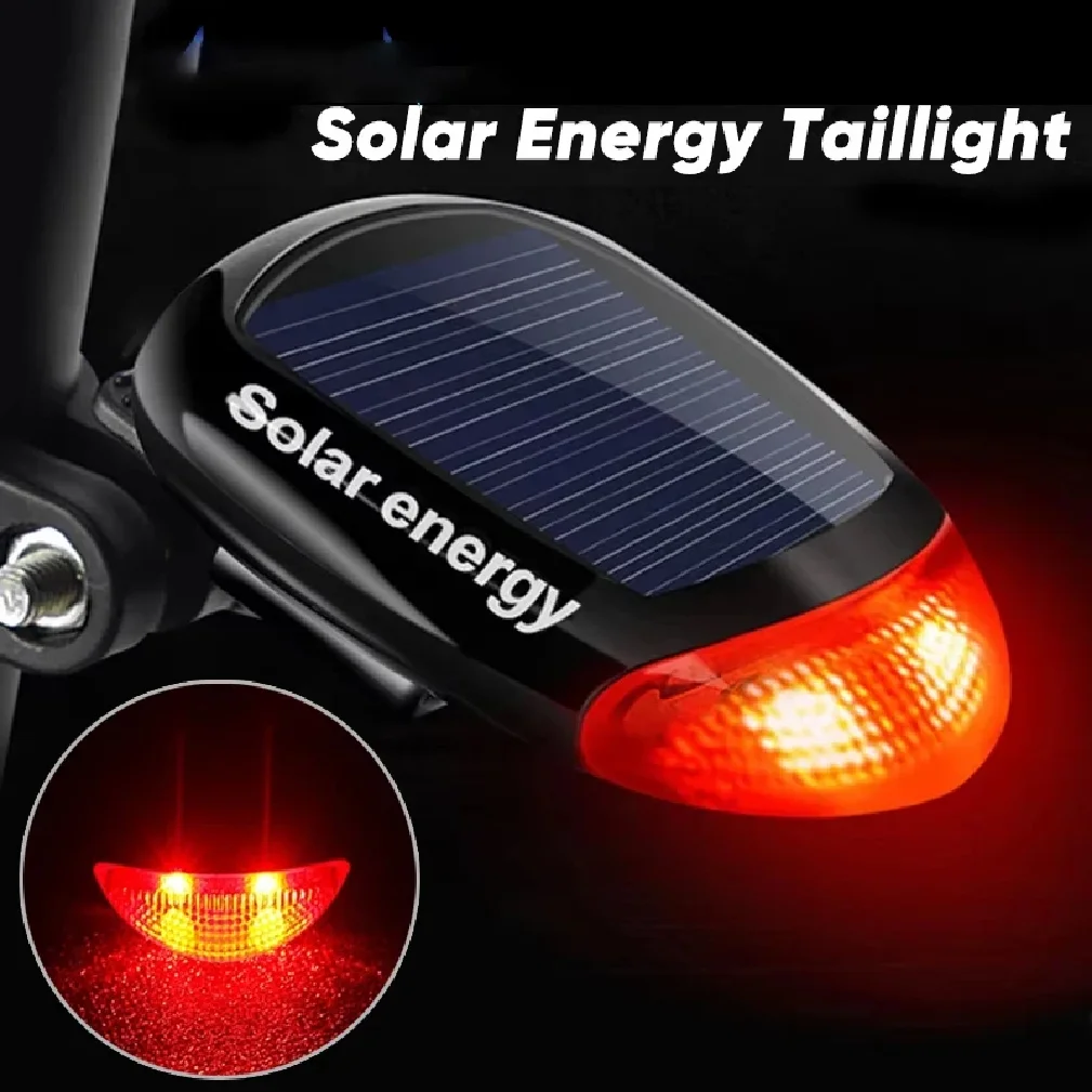 

LED Solar Energy Bicycle Tail Light Cycling Safety Rear Lamp Night Riding Warning Taillights Power Bike Rear Lamp
