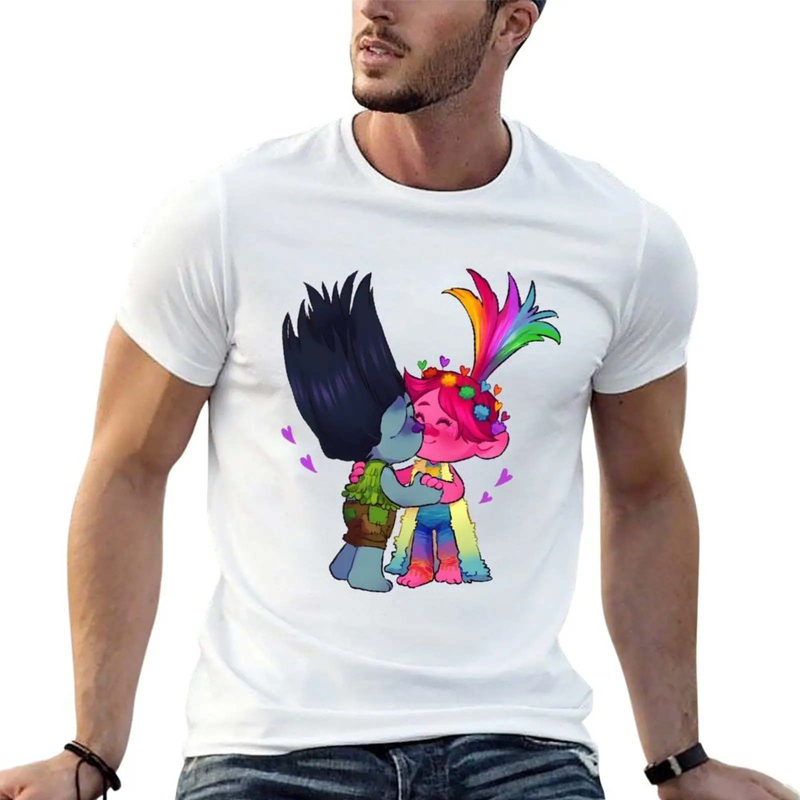 Trolls world tour kiss T-Shirt Basic Breathable Solid Color T-Shirt
