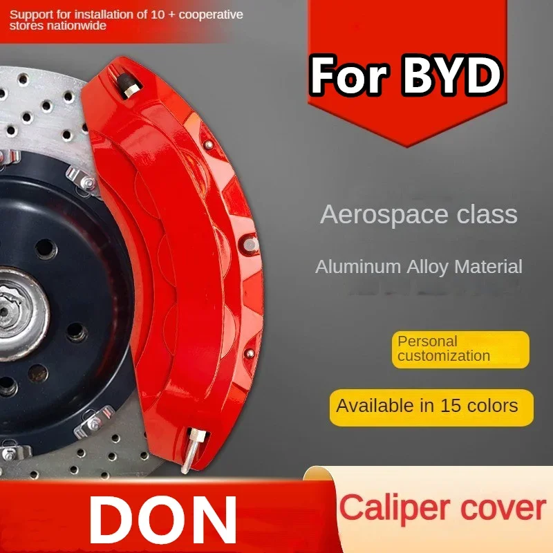 For BYD Don Car Brake Caliper Cover Front Rear 3D Aluminum Metal Kit Fit 2.0T 100 DM2.0T EV600 EV600D 2015 2017 2018 2019