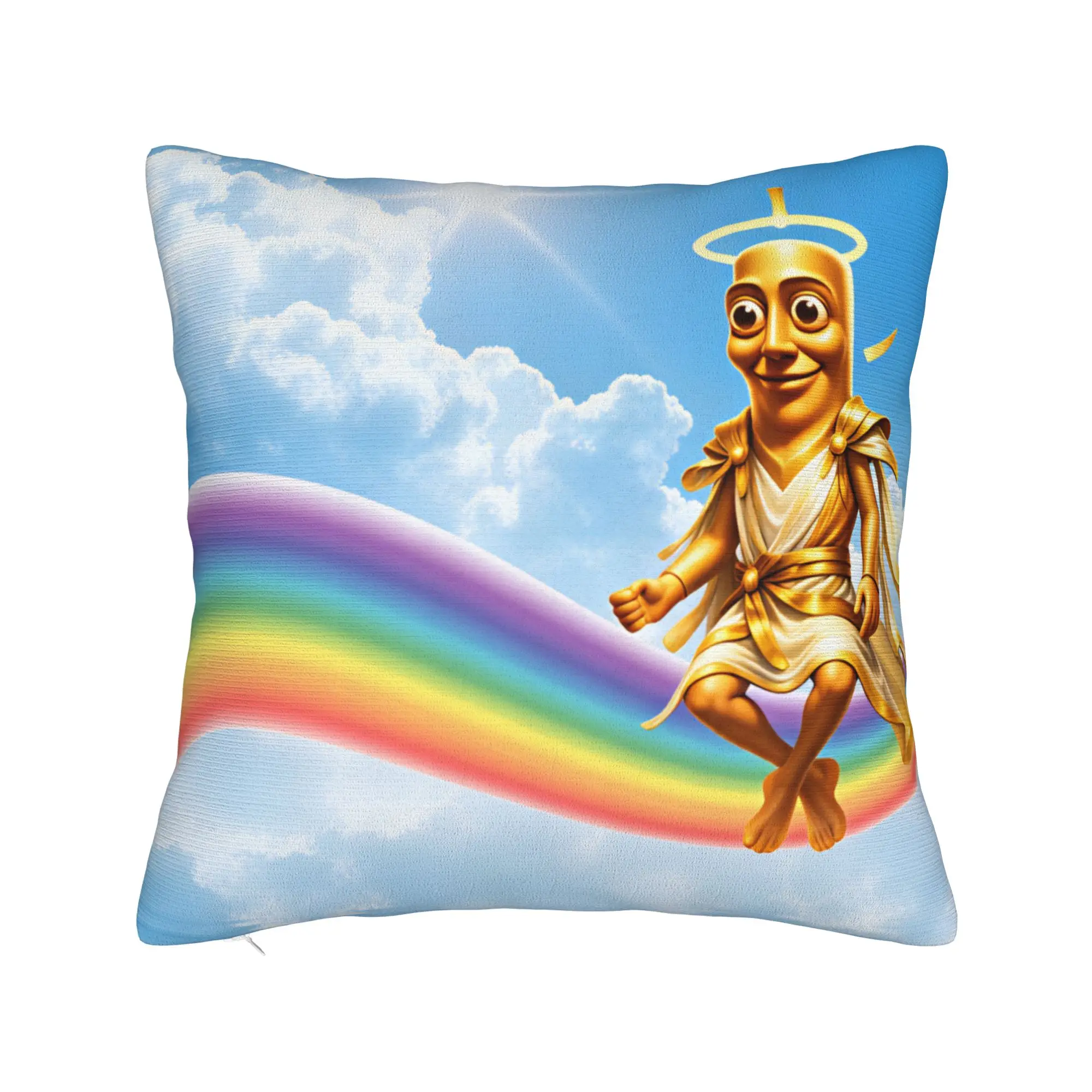 Tung Tung Sahur Angel Rainbow Heaven Meme Pillow Cover Cute Funny Pillow Case For Chair Sofa Home Decor Design Cushion Cover