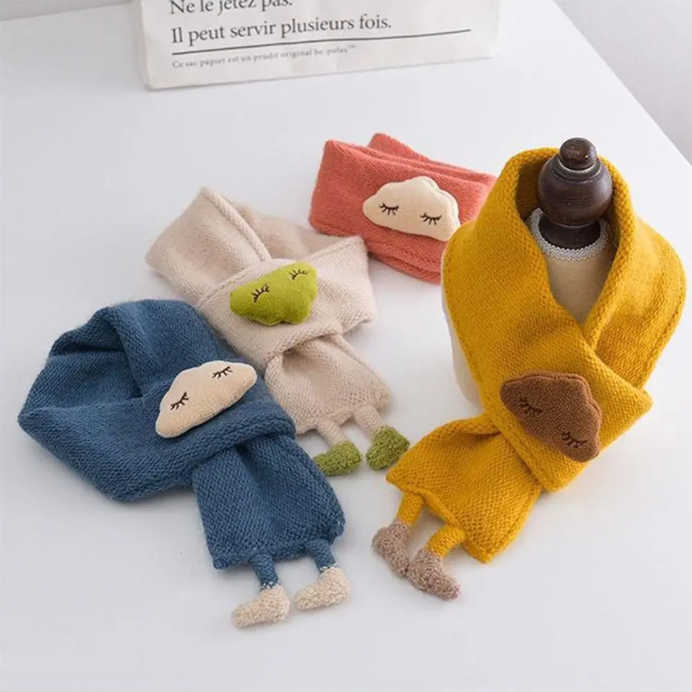 Bufanda de punto coreana con nubes de dibujos animados, bufanda gruesa y cálida, envolturas para el cuello, bufandas protectoras para el cuello, Otoño Invierno