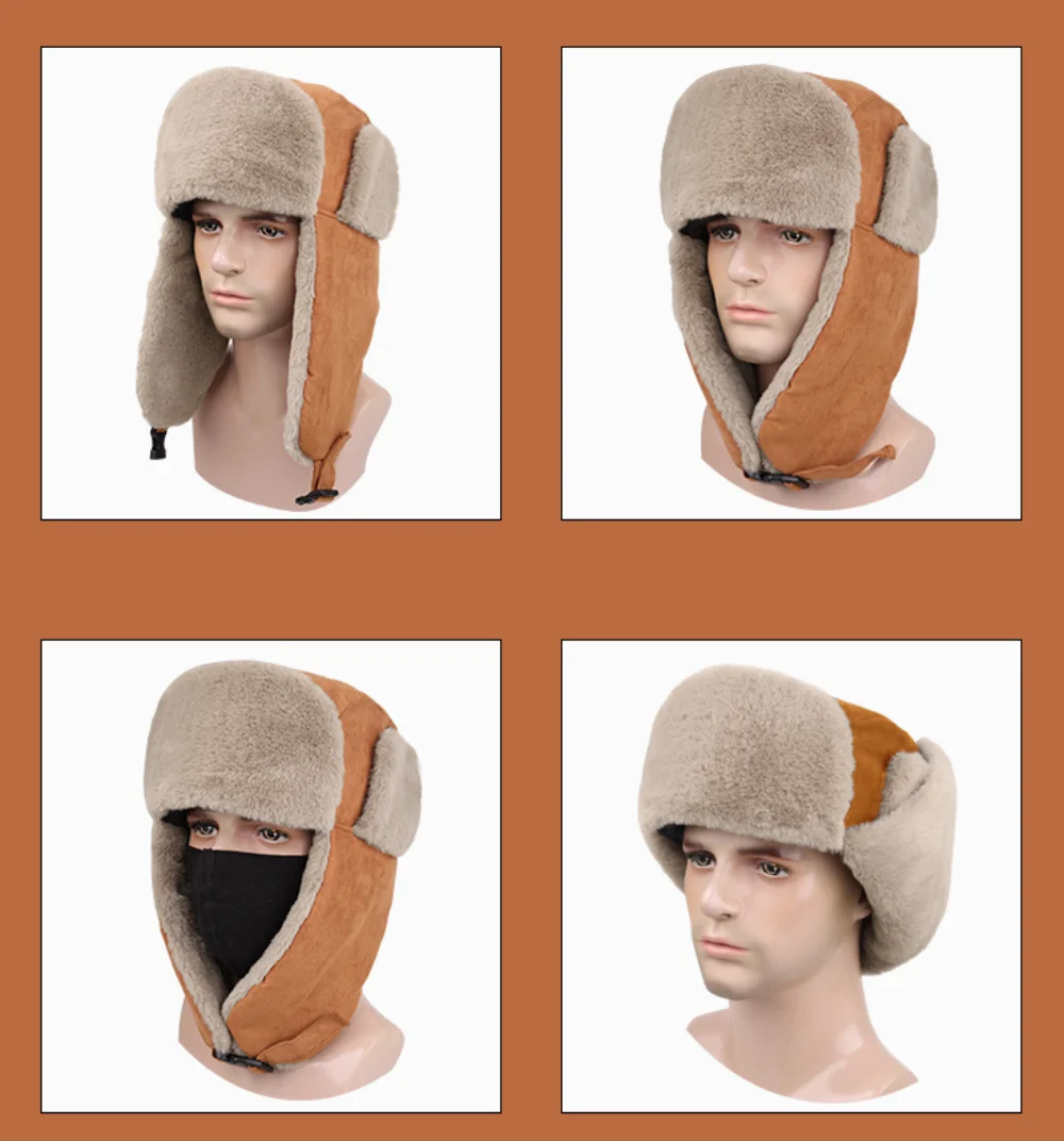 Fleece Hat Warm Ear Flaps Ski Cap Outdoor Sport Winter Thermal Hat for Men Women