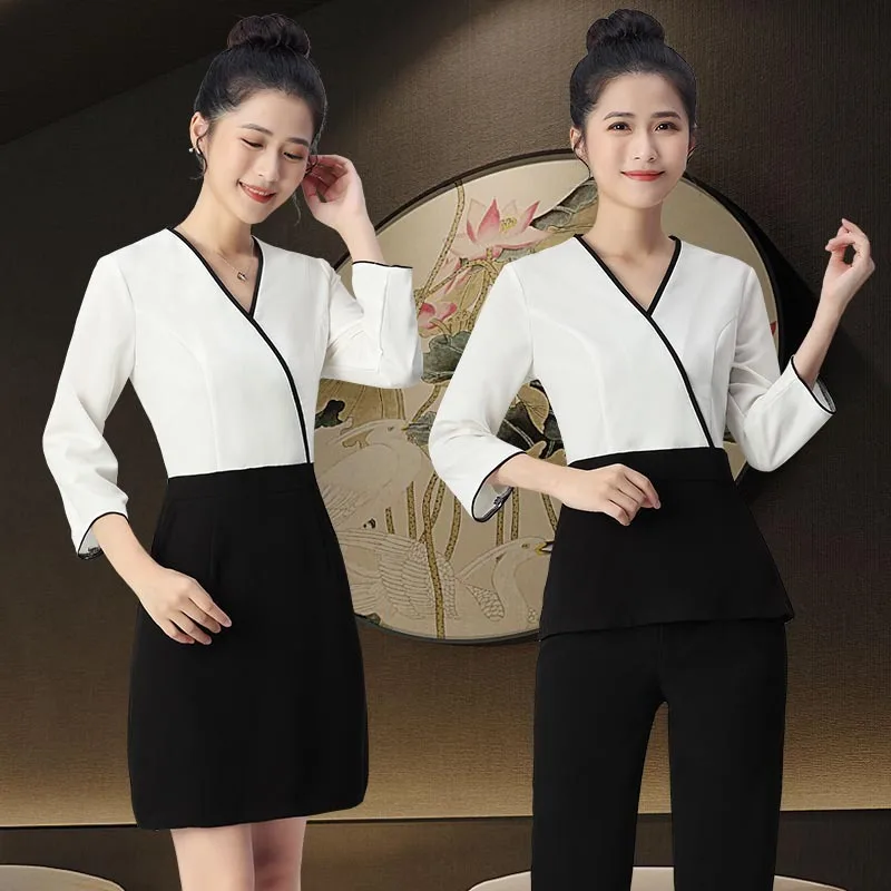 2024 Beauty Spa Female Clothing Hotel Reception Work Clothes Uniform Sauna Foot Bath Salon Uniforms S-3XL