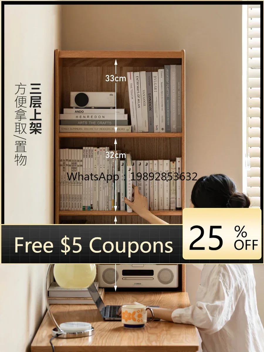 

Высокий книжный шкаф из массива дерева, узкий шкаф для хранения вещей, шкаф от пола до потолка, узкий шкаф для хранения, приставной шкафчик для маленькой квартиры