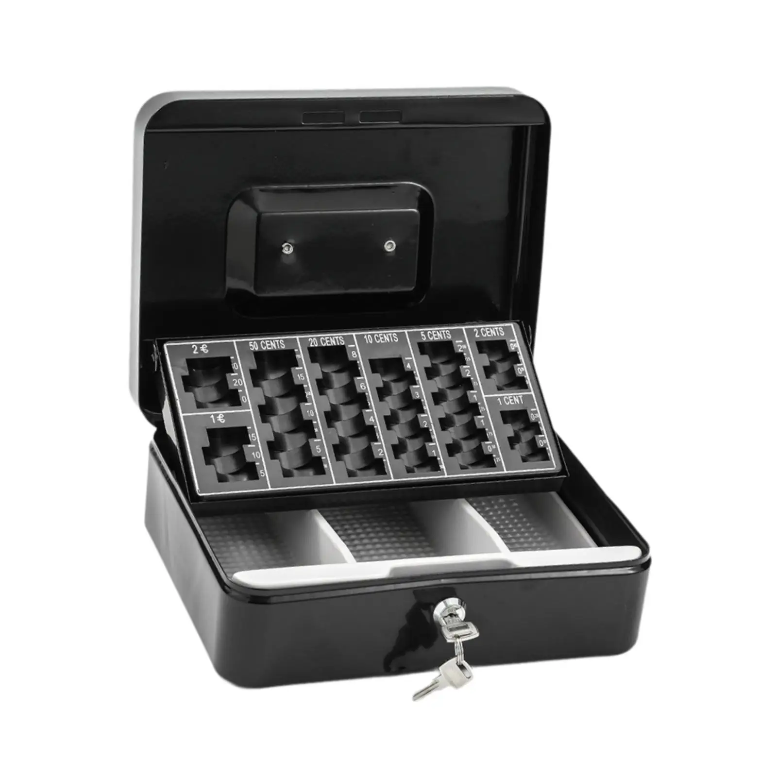 Secure Cash Register Drawer with Key Lock Coin Tray and Bill Holder for Retail Business