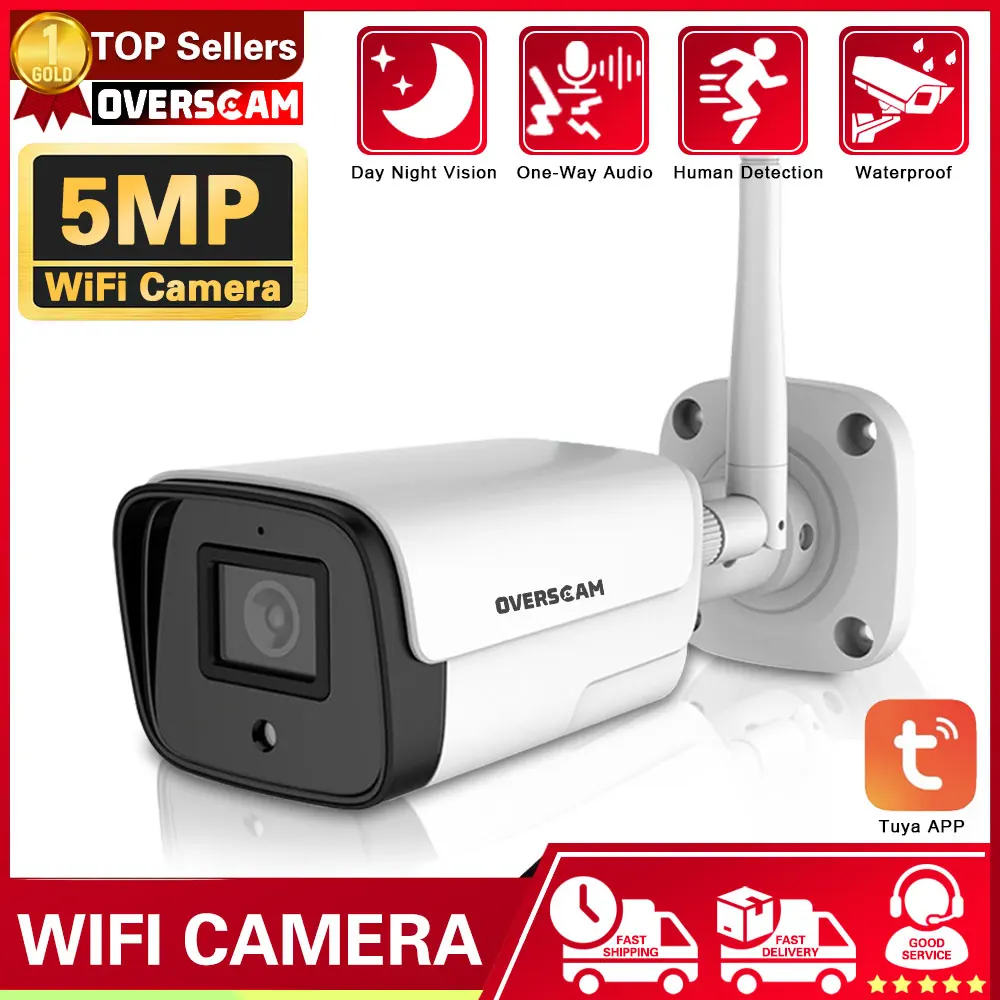 

Tuya Smart Life Wireless IP Camera Wifi Wired CCTV Bullet Camera Outdoor Two Way Audio TF Card Slot IR 20m P2P Optional 5MP