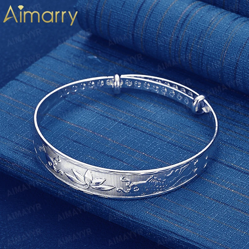 925 Sterling Silver Chinese Lotus Pond Pattern Bracelet for Women's Parties Banquets Weddings High-quality Fashion Jewelry