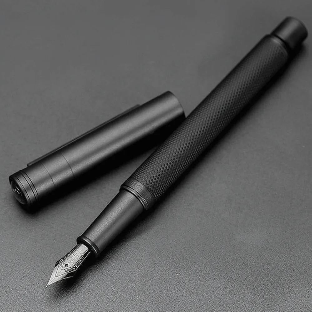 Black Forest Fountain Pen Set Matte Black Samurai Style Metal Stationery For Business Office Student Writing Luxury Gift Box